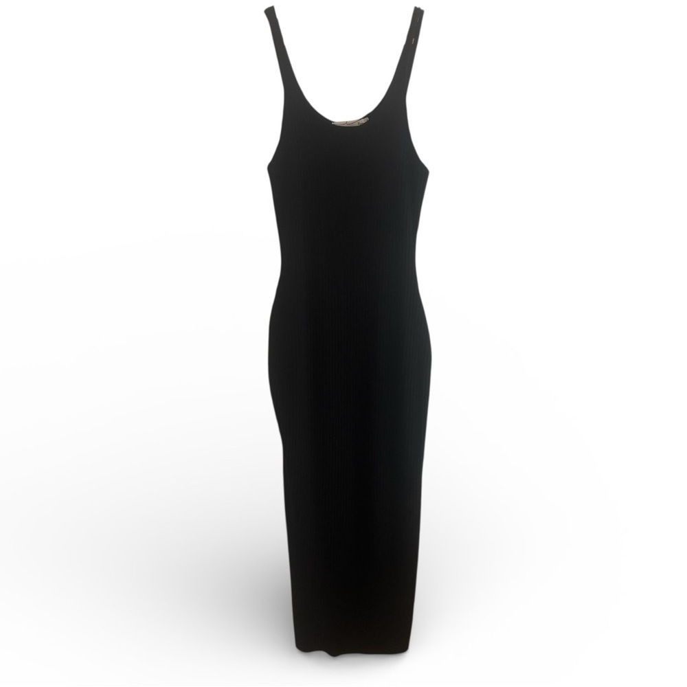By Egreis “Laurie” Ribbed Bodycon Maxi Dress Black Power Mesh Lined Size M - Picture 3 of 12